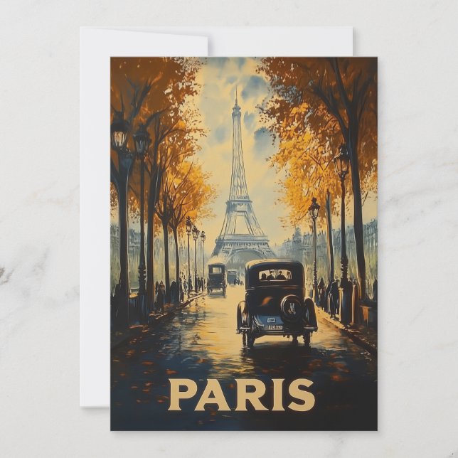 Convite Torre Eiffel do Poster de viagens Paris de 1930 (Frente)