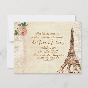 Convite Torre Eiffel elegante lamentável da Quinceanera
