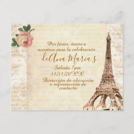 Convite Torre Eiffel elegante lamentável de la Quinceanera
