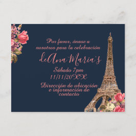 Convite Torre Eiffel elegante lamentável de la Quinceanera
