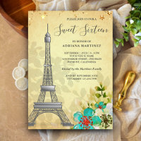 Torre Eiffel Floral Rústica Vintage Doce Dezesseis