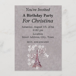 Convite Torre Eiffel Oh Paris França Aniversário Flor Bran