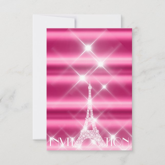 Convite Torre Eiffel Paris Bridal 16º Diamond Pink (Frente)