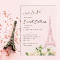 Torre Eiffel Rosa Bege Branco Floral Sweet 16