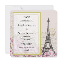 Torre Eiffel Vintage com Flores Silvestres Rosa Ca