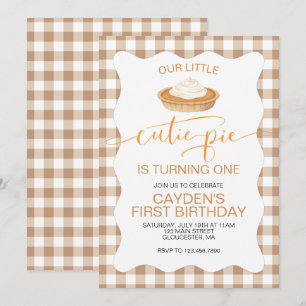 Convite Torta de abóbora Cutie Pie Outono xadrez Primeiro 