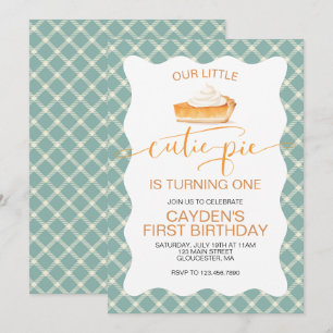 Convite Torta de abóbora Cutie Pie Outono xadrez Primeiro