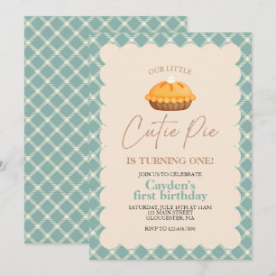 Convite Torta de abóbora Cutie Pie Outono xadrez Primeiro