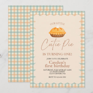Convite Torta de abóbora Cutie Pie Outono xadrez Primeiro
