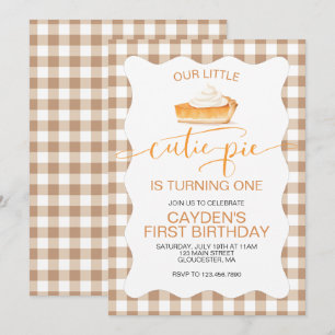 Convite Torta de abóbora Cutie Pie Outono xadrez Primeiro 