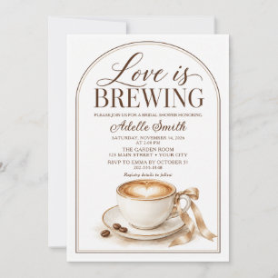 Convite Torta de Chá de Noiva de Café Love Is Brewing com