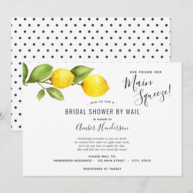 Convite Torta de Noiva Main Squeeze Lemons por Encomenda (Frente/Verso)