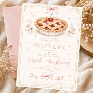 Convite torta doce floral cereja rosa arco coração