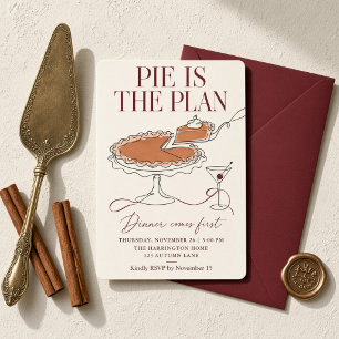 Convite Torta É O Plano Jantar Vem Primeiro Linha Arte Mod