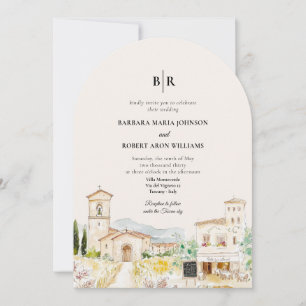 Convite Toscana Itália Casamento com Arco no Destino