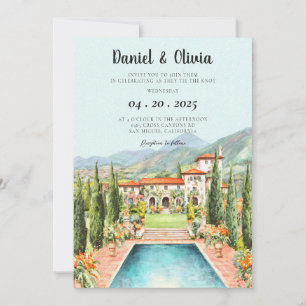 Convite Toscana Itália Casamento Destino Aquarela