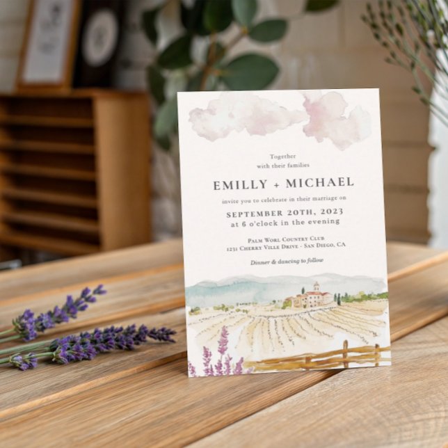 Convite Toscana Itália | Casamento Ilustrado (Criador carregado)