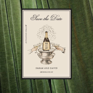 Convite Toste de Champanhe Vintage Casamento Salve a Data