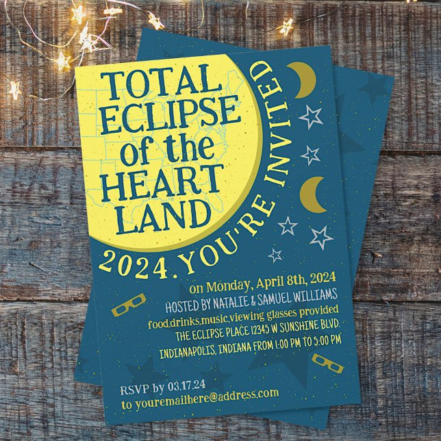 Convite Total de Eclipse Solar 8 de abril de 2024 Festa de (Criador carregado)