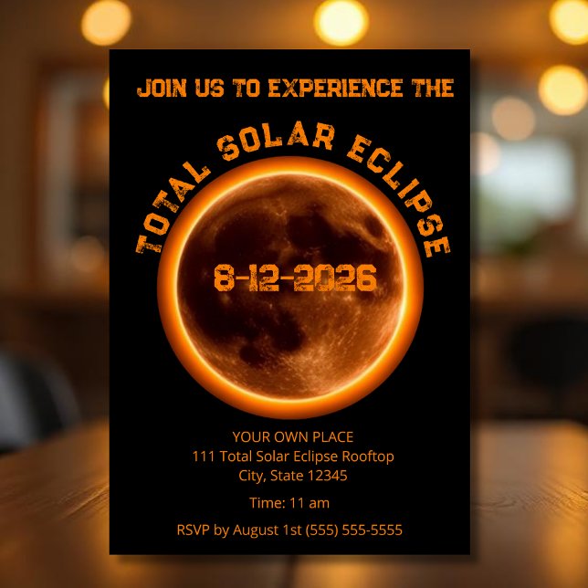 Convite Total Solar Eclipse 2026 (Total Solar Eclipse 2026 Invitation)