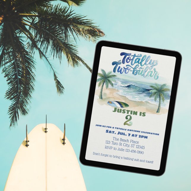 Convite Totally Two-buillar, Surf 2nd Birthday (Criador carregado)