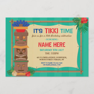 Convite Totem PoIe de Luau da festa de aniversário de Tik