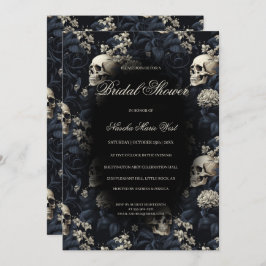 Convite Tótica Floral Skulls Moody Dark Chá de panela