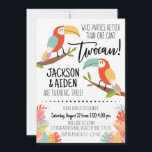 Convite Toucan Birthday Invitation Brothers Boy Twocan<br><div class="desc">♥️ Este adorável convite para o tucano é excelente para a festa de aniversário de um irmão, temido por tucanos-menino e folhas tropicais. Um design correspondente está incluído no backside. ♥️ tornar este design pessoal seu adicionando facilmente os detalhes do seu partido. Basta clicar no botão "Personalizar" para começar a...</div>