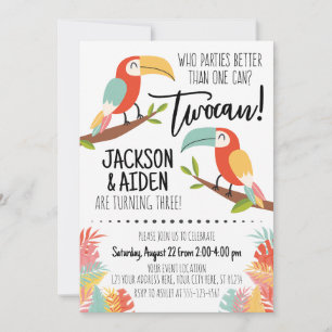 Convite Toucan Birthday Invitation Brothers Boy Twocan