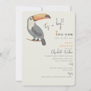 Convite Toucan Junte-se a Nós É um Menino Churrasco de Beb