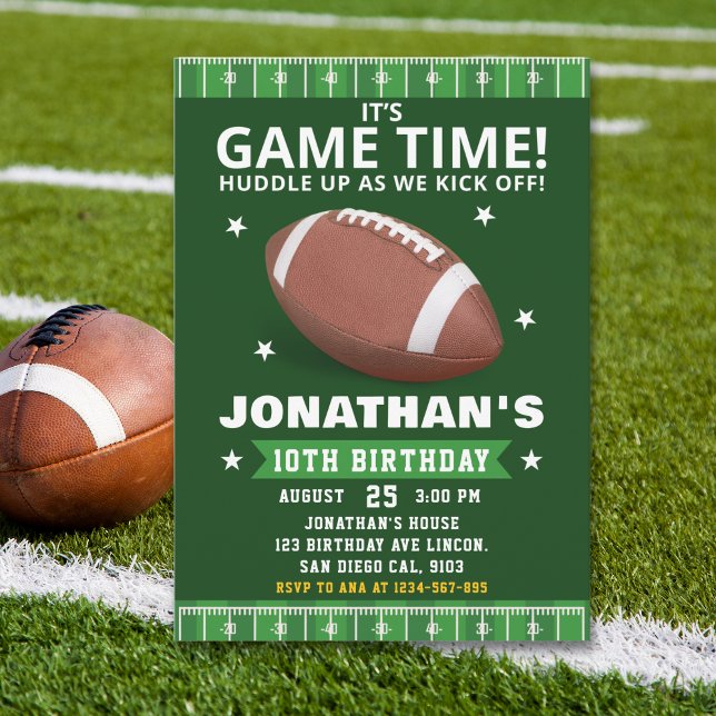 Convite Touchdown Celebration: Football Field Birthday boy (Criador carregado)