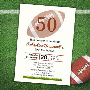 Convite Touchdown Cinquenta Aniversário de 50 anos engraça