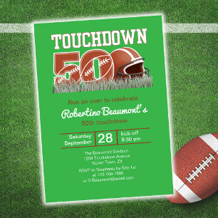 Convite Touchdown Fifty Aniversário de 50 anos engraçado d