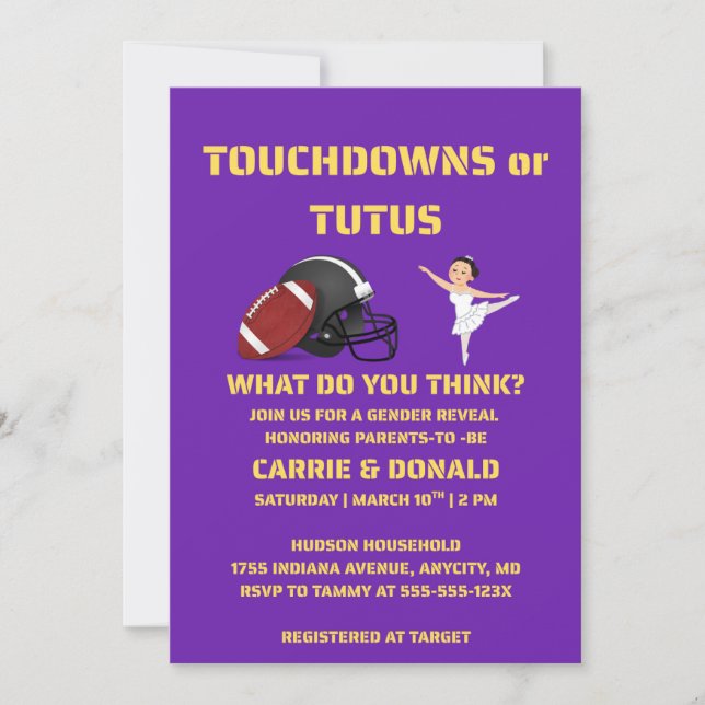 Convite Touchdowns ou a festa de revelação do gênero Tutus (Frente)