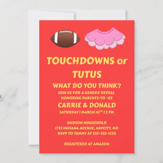 Convite Touchdowns ou a festa de revelação do gênero Tutus (Frente)