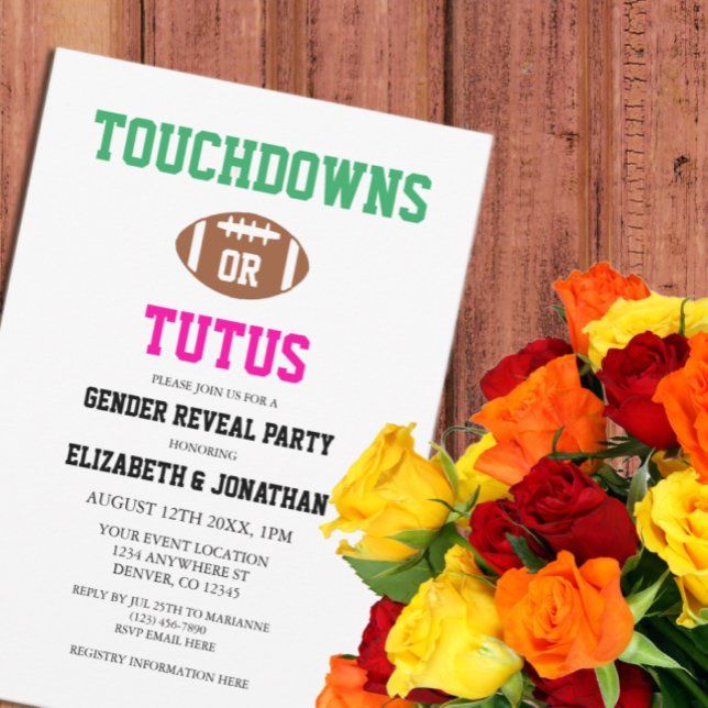 Convite Touchdowns ou Revelação de Gênero de Tutus (Criador carregado)