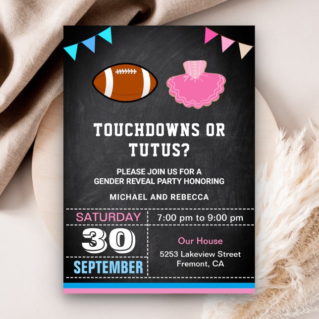 Convite Touchdowns ou Tutus Gender Revement Party (Criador carregado)