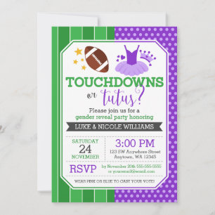 Convite Touchdowns ou Tutus Purple Gender Revement Party