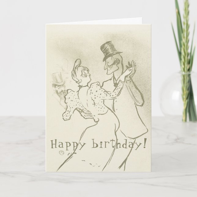 Convite Toulouse Lautrec - casal de dança, Aniversário (Frente)