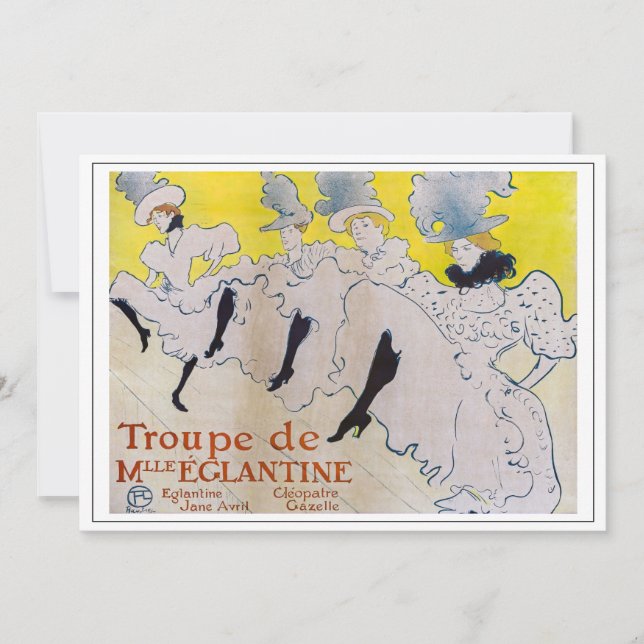 Convite Toulouse-Lautrec - Troupe de Mlle Eglantine (Frente)