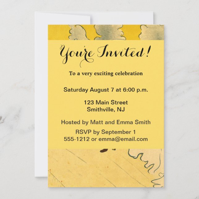 Convite Toulouse Lautrec Yellow Dancing Girl Poster (Frente)