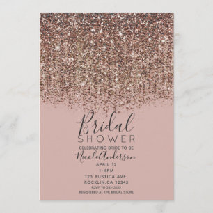 Convite Toupe Bege Rosa Bronze Dourado Brilho Chá de Bebê 