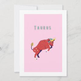 Convite Touro Rosa, zodíaco, impressão de signo estelar