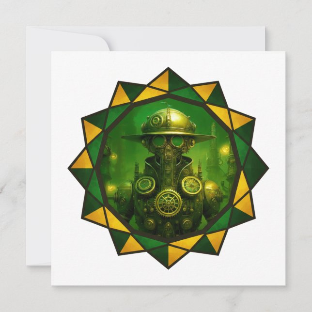 Convite Trabalhador da Construção Steampunk (Frente)