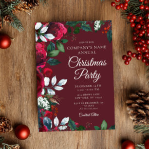 Convite Trabalho Floral de Inverno Festivo Festa de Natal