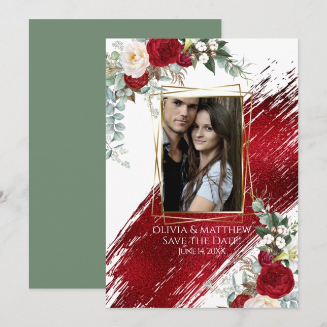 Convite Traço De Tinta Gótica Bold Crimson (Frente/Verso)