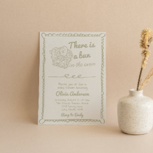 Convite Traço Verde De Mão Desenhado No Chá de fraldas For