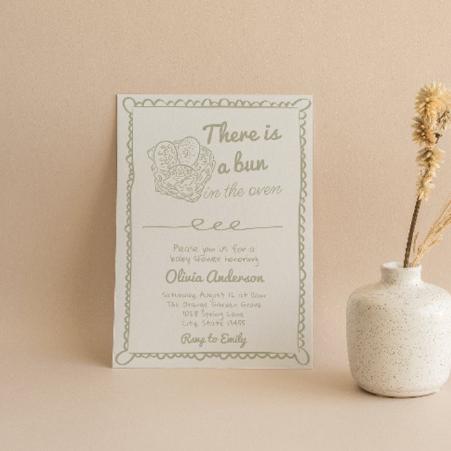 Convite Traço Verde De Mão Desenhado No Chá de fraldas For (Criador carregado)