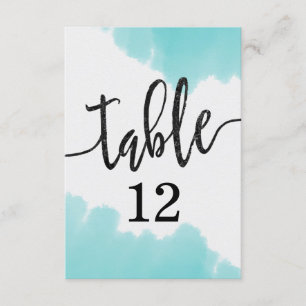 Convite Traços de Pincel de Aquarela Aqua Tabela Número As