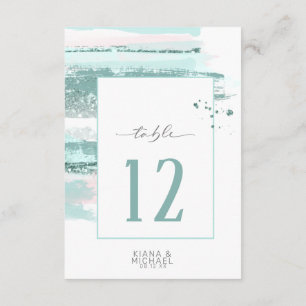 Convite Traços de Pintura Abstrata Mesa de Casamento Teal 